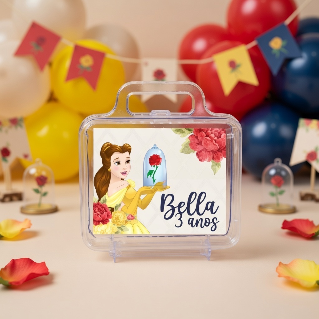 Adesivo Personalizado para Maletinha Bela/ Bela e a Fera  - Adesivo Adesivo  Bela/ Bela e a Fera
