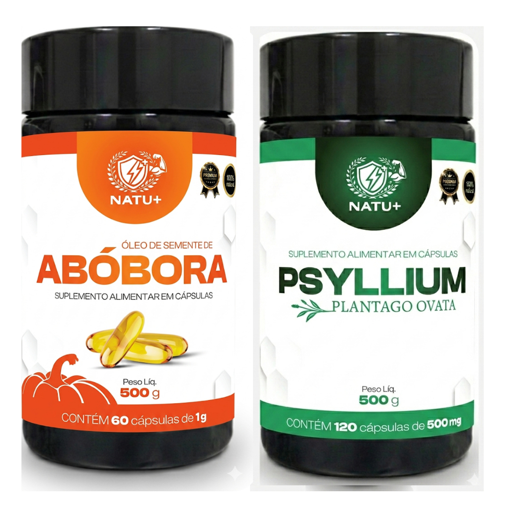 Psyllium + Óleo De Semente De Abóbora 180 Cápsulas Fibra
