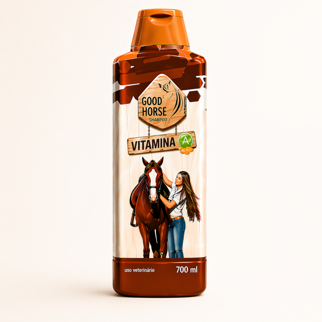 Shampoo Good Horse 700ml com Vitamina A - Mais Brilho e Hidratação - Uso Veterinário