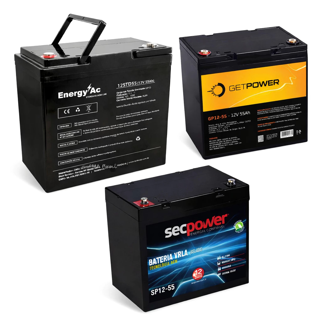 B@teria selada 12V 55Ah para uso em No-Break (UPS), motos aquáticas (Jet-ski), Ultraleve, Iluminação, Cadeira de roda