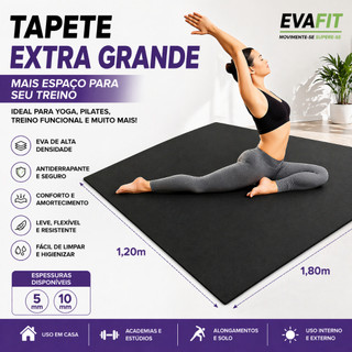 Tapete EVA Extra Grande 1,80x1,20 Fitness Yoga Pilates Antiderrapante