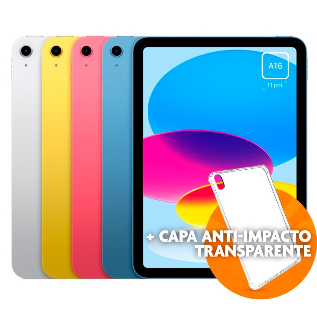 Tablet Apple iPad 11ª Geração A16 128GB Wi-Fi 10,9" + Capa TPU Transparente Lacrado Garantia Apple