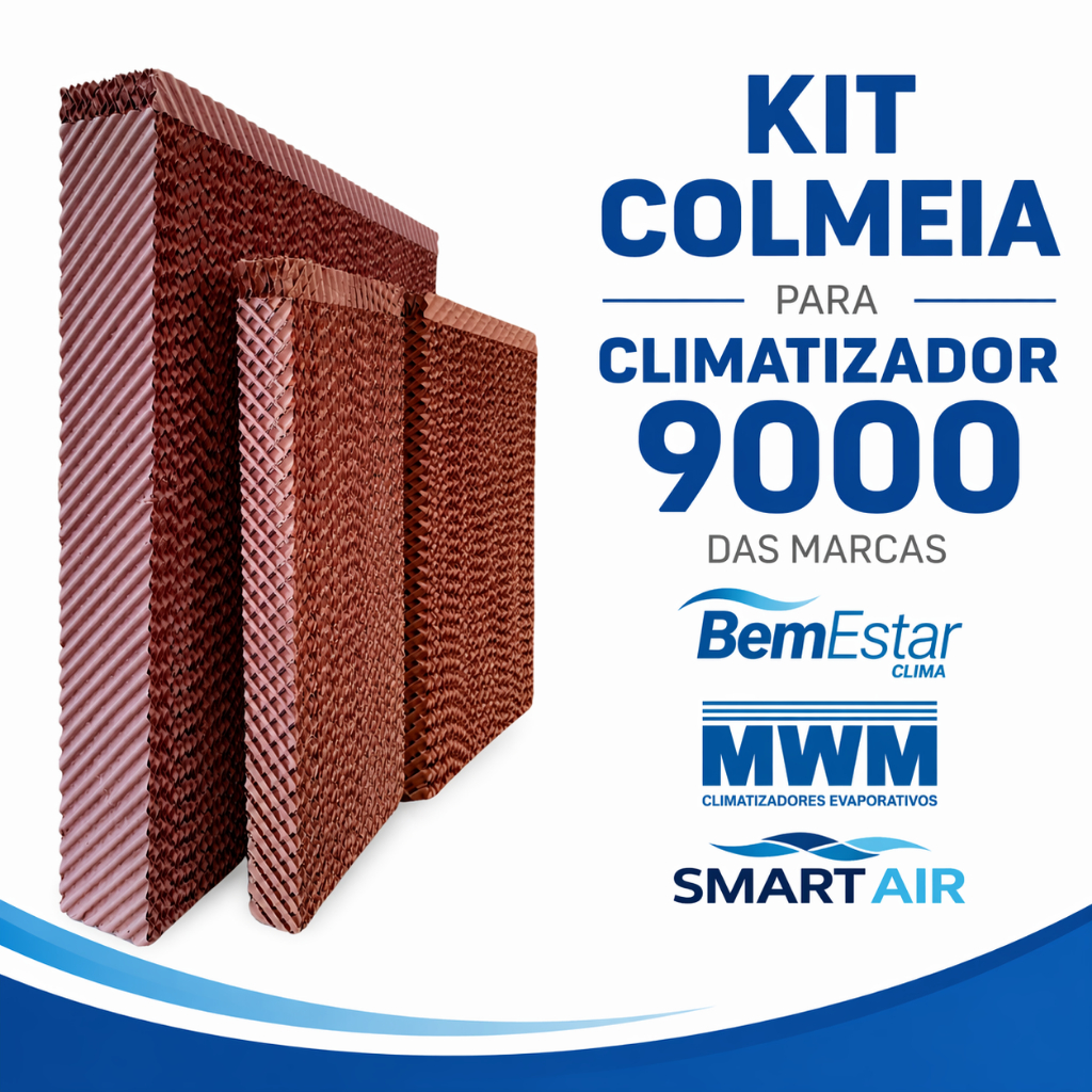 Conjunto Colmeia Evaporativa P/ Climatizador 9000 De 100 Litros Marcas Mwm/SmartAir/Bem Estar Clima
