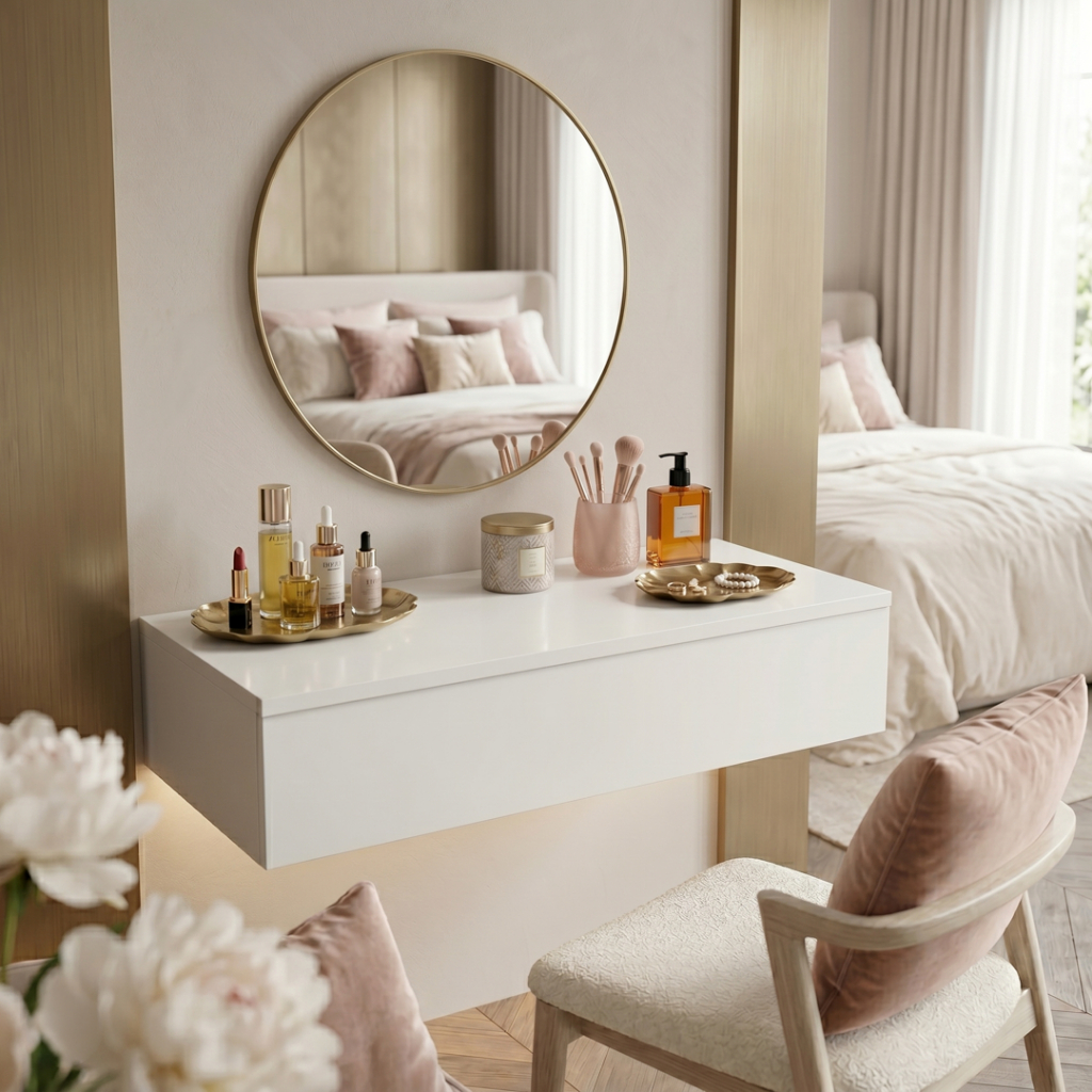 Penteadeira Suspensa com Gaveta Multifuncional Organizadora Maquiagens