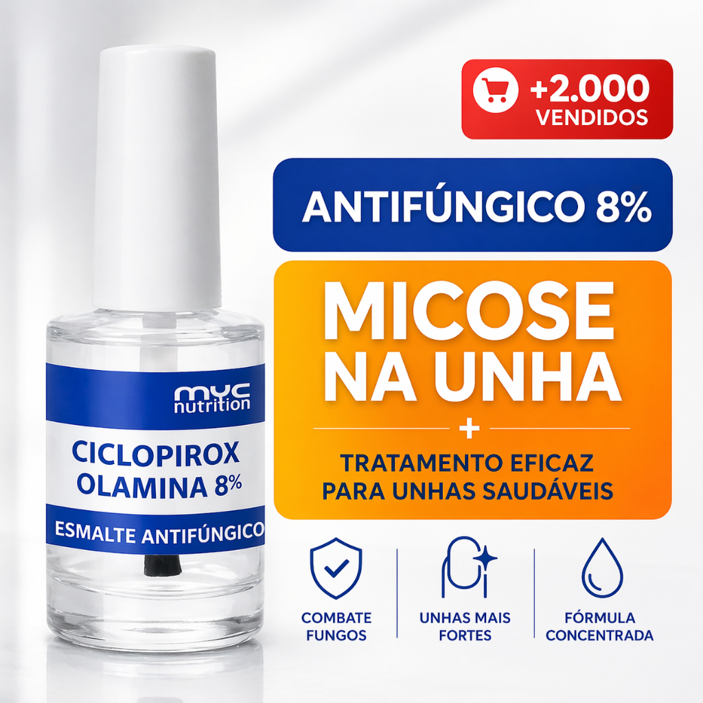 Esmalte para Unhas Antifúngico | Ciclopirox Olamina 10ml | Fortalecedor e Cuidado Intensivo