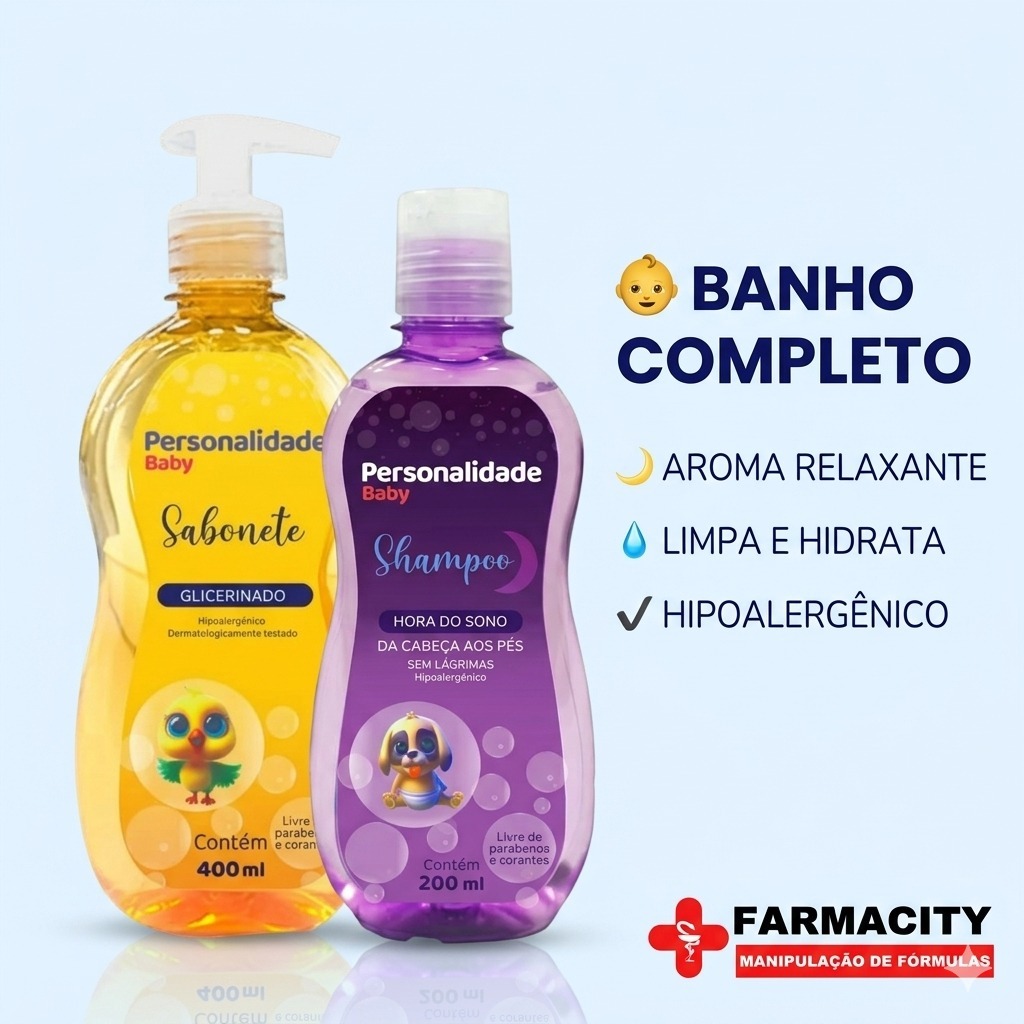 Kit Banho Bebê Relaxante Shampoo Hora do Sono + Sabonete Glicerinado Personalidade Baby