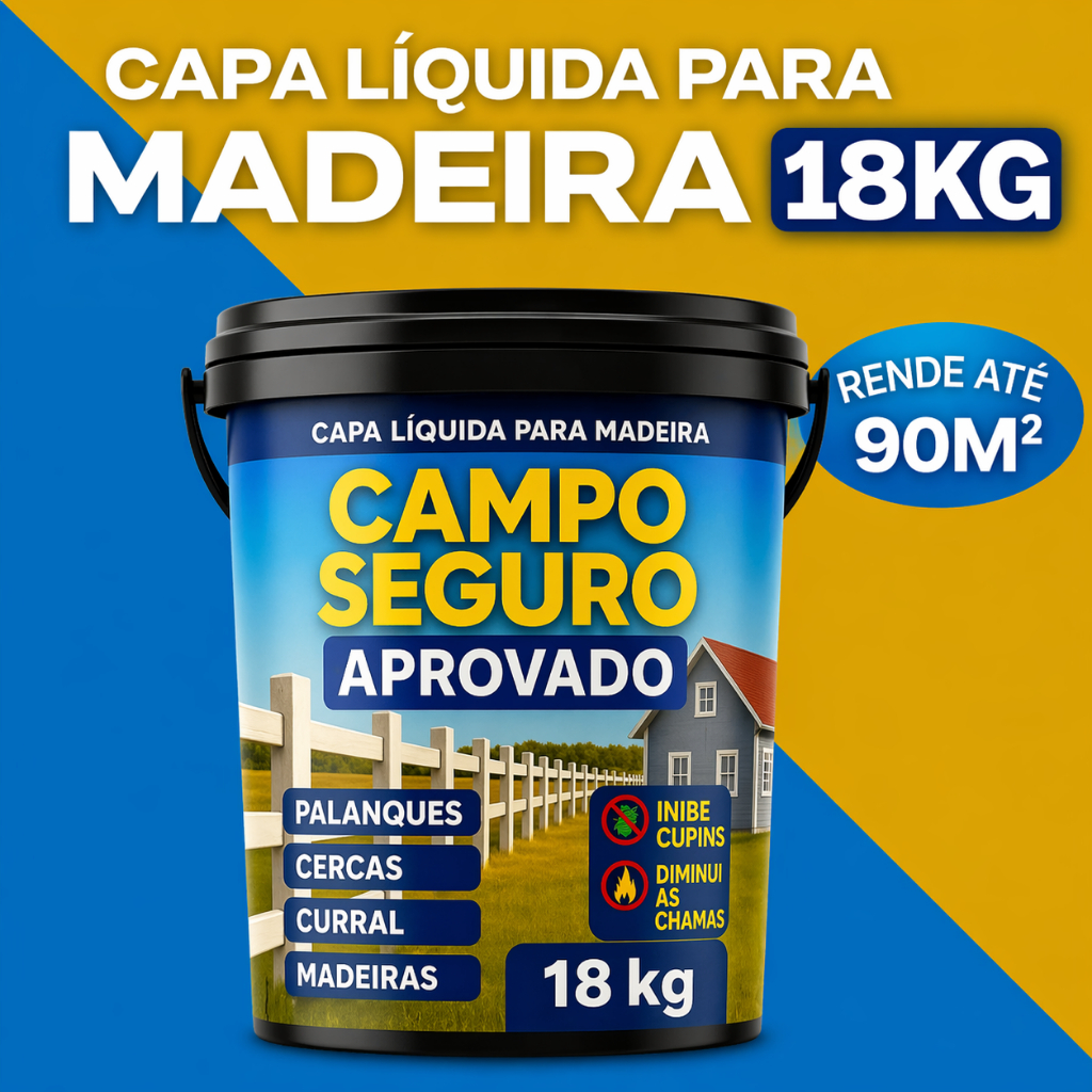 Capa Líquida Para Madeira 18KG Impermeabilizante Proteção Contra Sol Chuva Mofo Cupim Infiltração