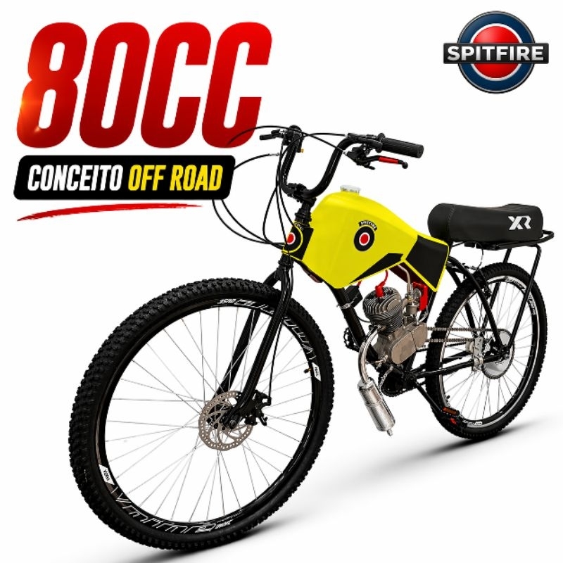 Bicicleta Bike Motorizada Spitfire 80cc Amarela Patriota Caiçara Aro dianteiro 29 (SEMI MONTADA)