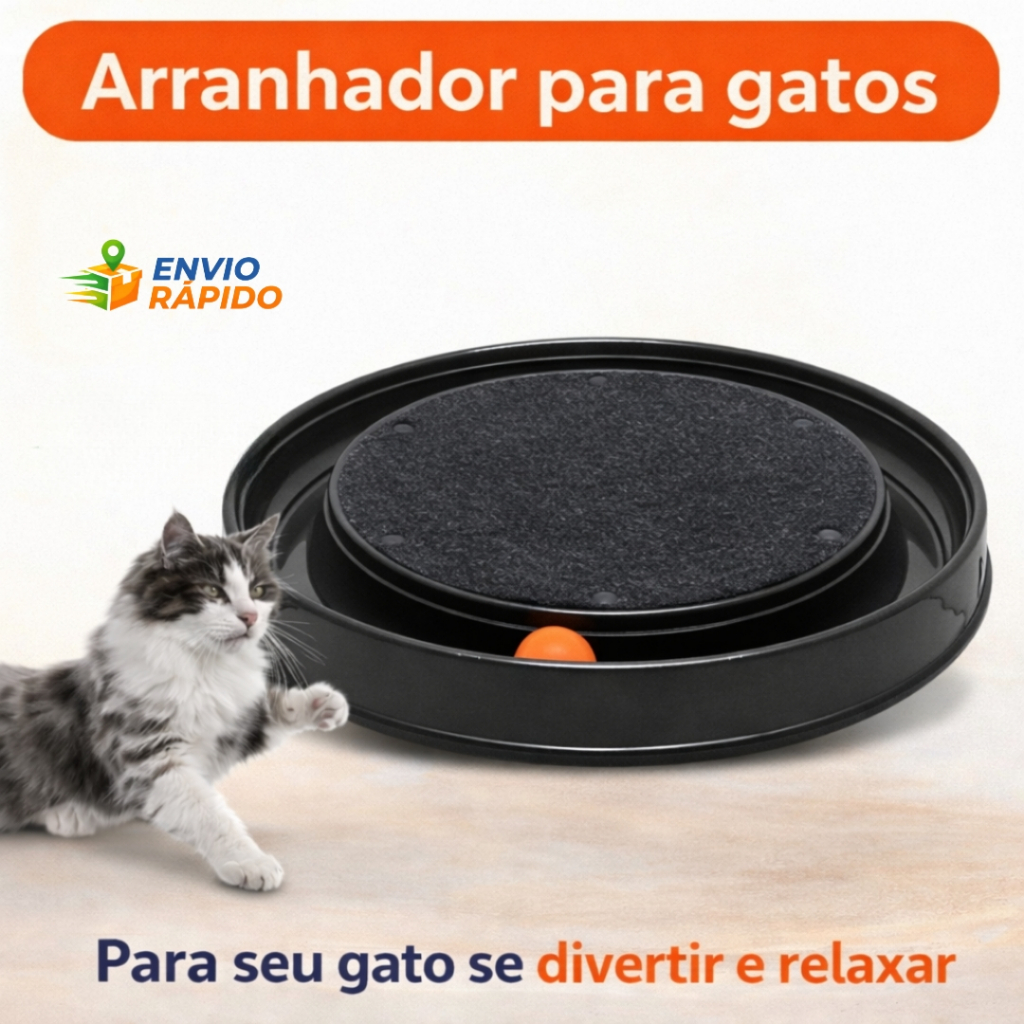 Arranhador para Gatos com Bolinha Interativa Furacão Pet Brinquedo para gatos