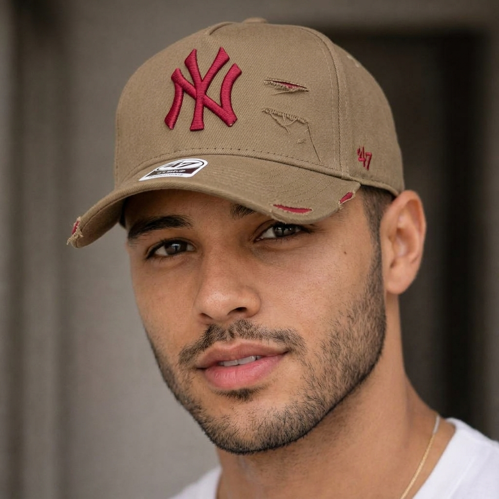 Boné NY New York Aba Curva Ajustável Feminino e Masculino Streetwear Destroyed Premium