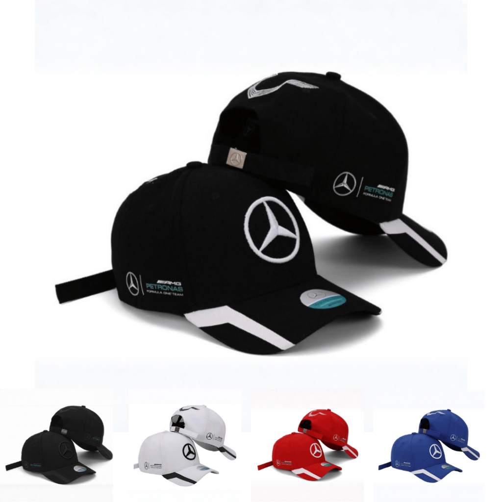 Boné Mercedes Benz AMG Petronas F1 Aba Curva Preto Premium Strapback Fitão Regulável Lançamento 2026 Envio Imediato