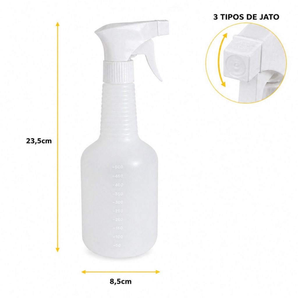 Frasco 500ml com gatilho borrifador para jardim graduado gatilho Polietileno