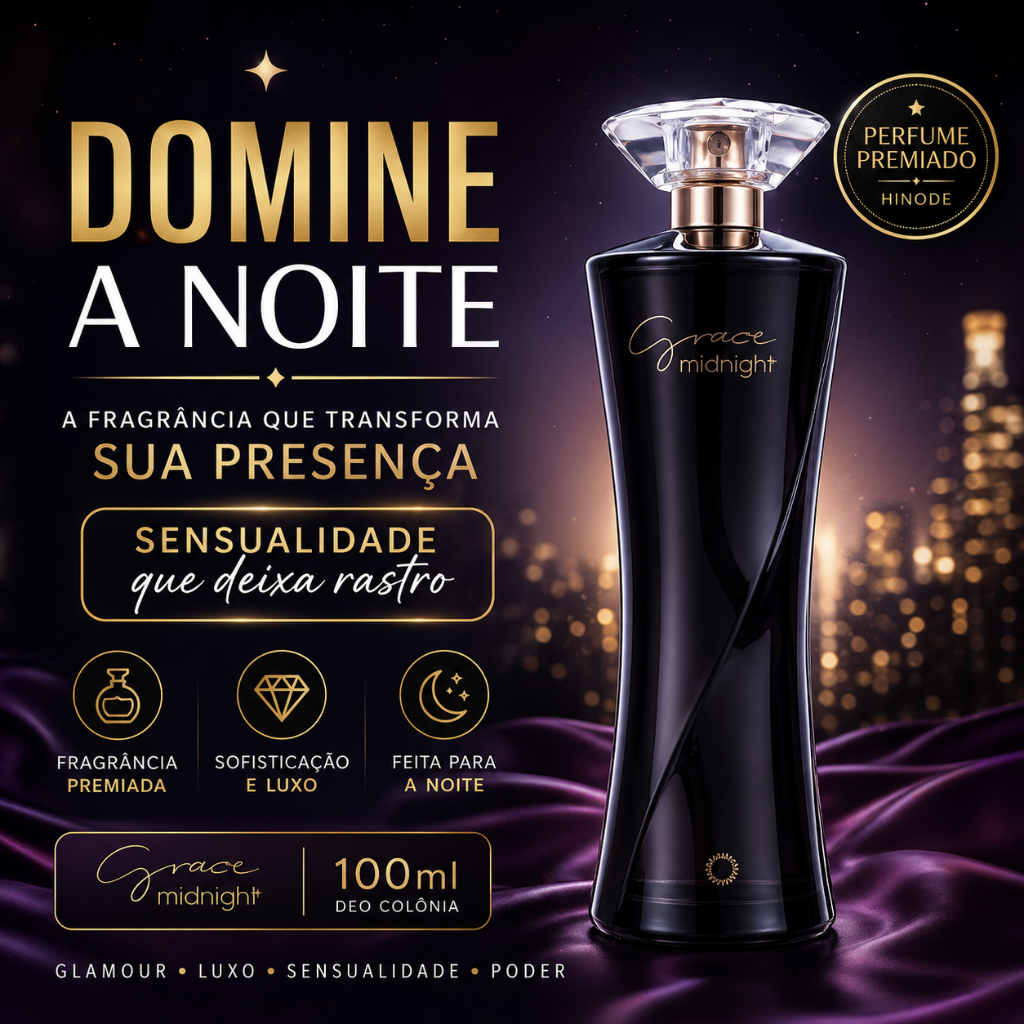 Grace Midnight Feminino Hinode 100ml | Perfume Grace Midnight Premiado intenso