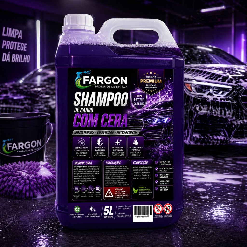 SHAMPOO DE CARRO COM CERA FARGON 5L