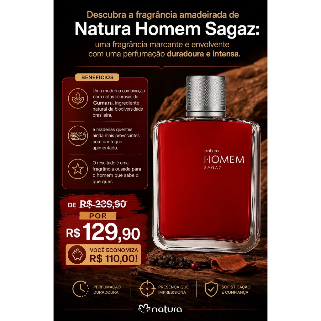 Desodorante Perfume Natura Homem Sagaz 100 ml