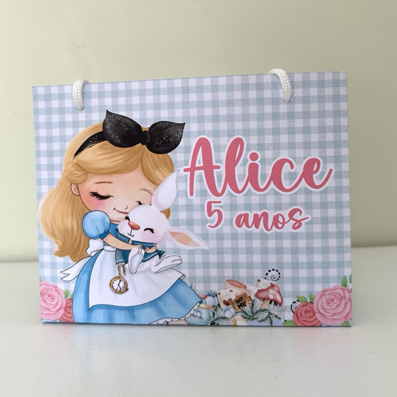 PEGUE E MONTE - Sacolinha Personalizada Alice no Pais das Maravilhas | Lembrancinha Aniversário - Festa Infantil