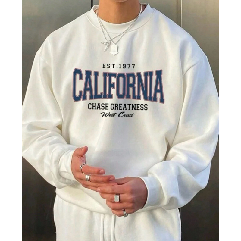 Moletom Gola Redonda Unissex Careca Blusa de Frio Casaco Feminino Masculino Flanelado Estampado California Algodão