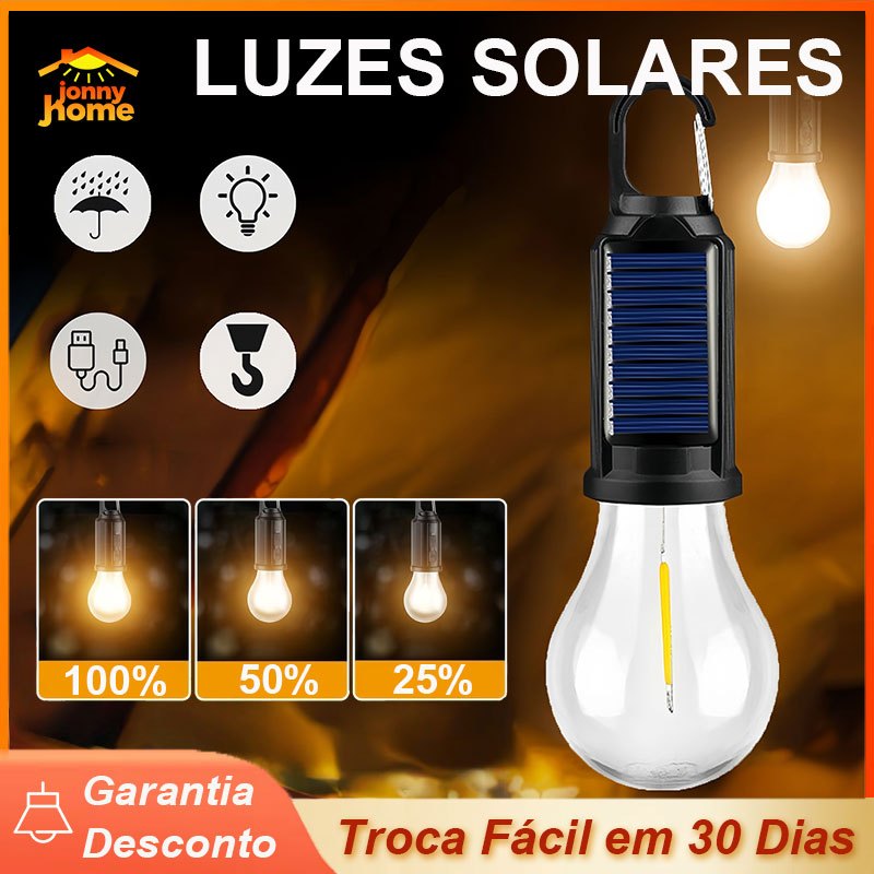 Kit 4/2 Portátil Lâmpada Solar De Acampamento Luz Retrô De Atmosfera Com Filamento De Tungstênio