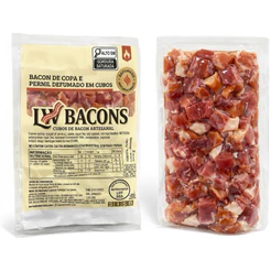 Bacon 1 kg FATIADO E Pedacinhos Gourmet embalado a vácuo e de perfeita qualidade para entrega.