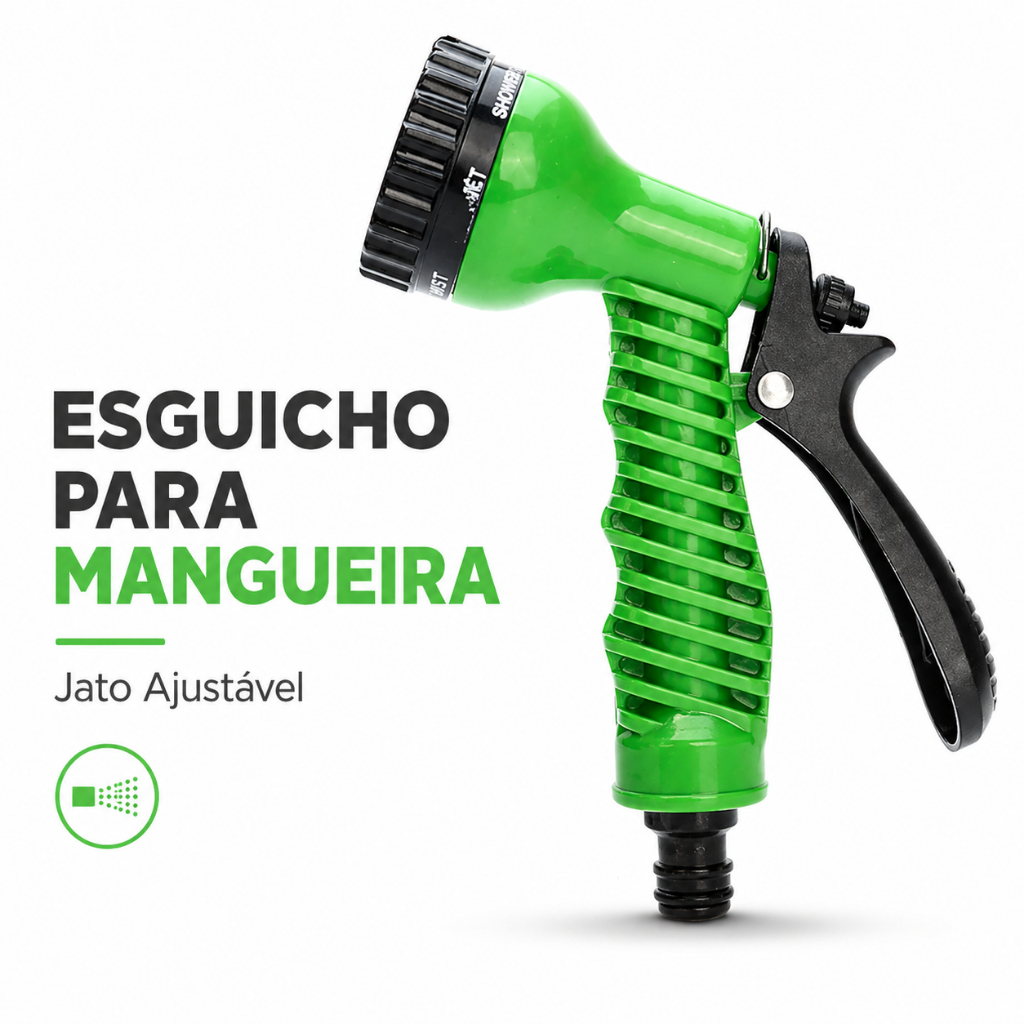 Esguicho de Mangueira Emborrachado 7 Funções Jato Bico Ajustável Jardim Lavagem Alta Pressão Plantas