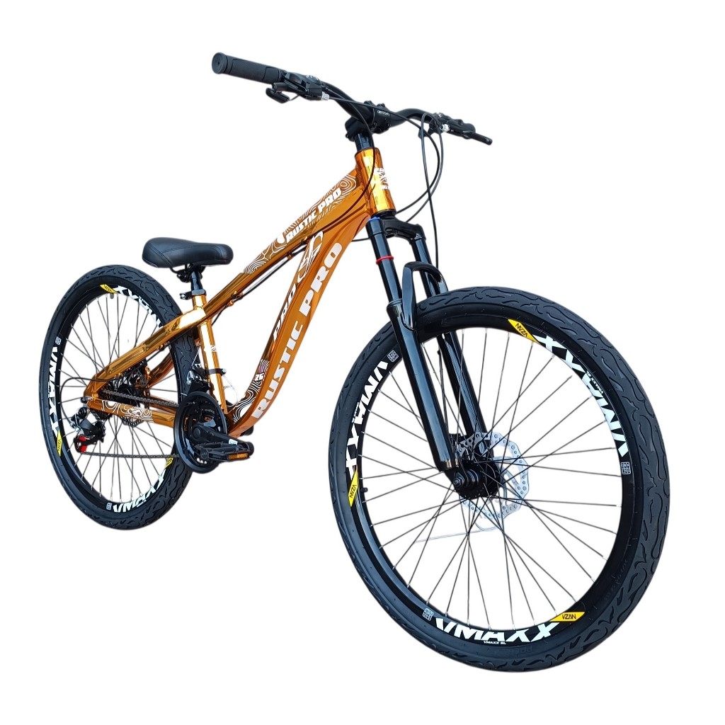 Bicicleta Aro 26 PRO-X Rustic PRO Freeride 21v Aro Vmaxx Freio a Disco Pneu Preto Flame