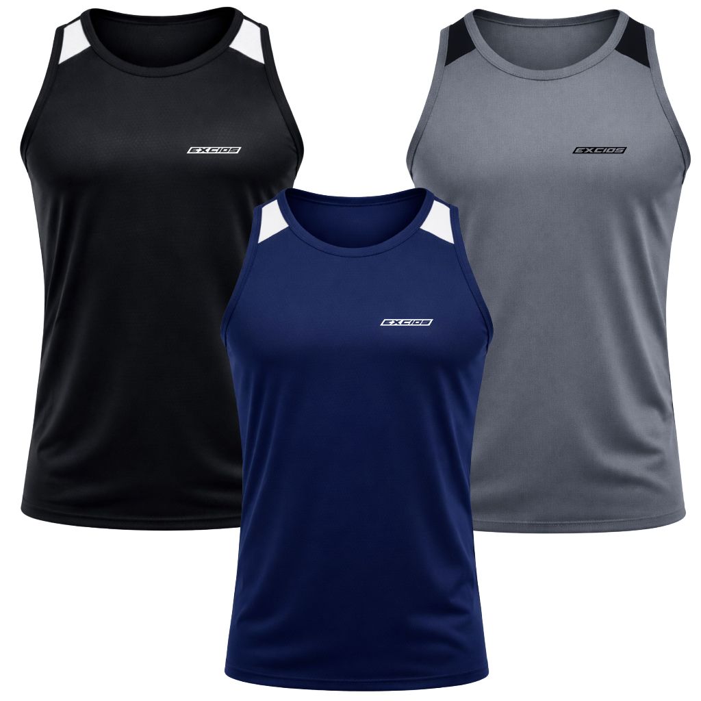 Kit 3 Camisetas Regata Dry Fit Esportiva Camisa Masculina Academia Treino Musculação