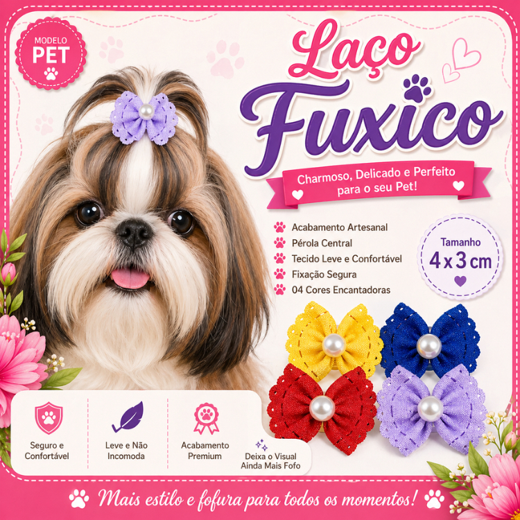 Lacinho Pet FUXICO Laço Pet, Laços Pet ATACADO, LACINHOS BANHO E TOSA ATACADO