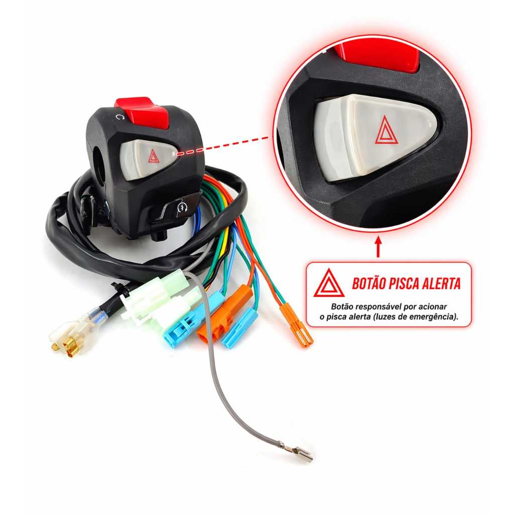 INTERRUPTOR PARTIDA DIREITA  C/PISCA ALERTA  E CONECTOR TITAN 160,FAN 160 e START 160 16 a 24
