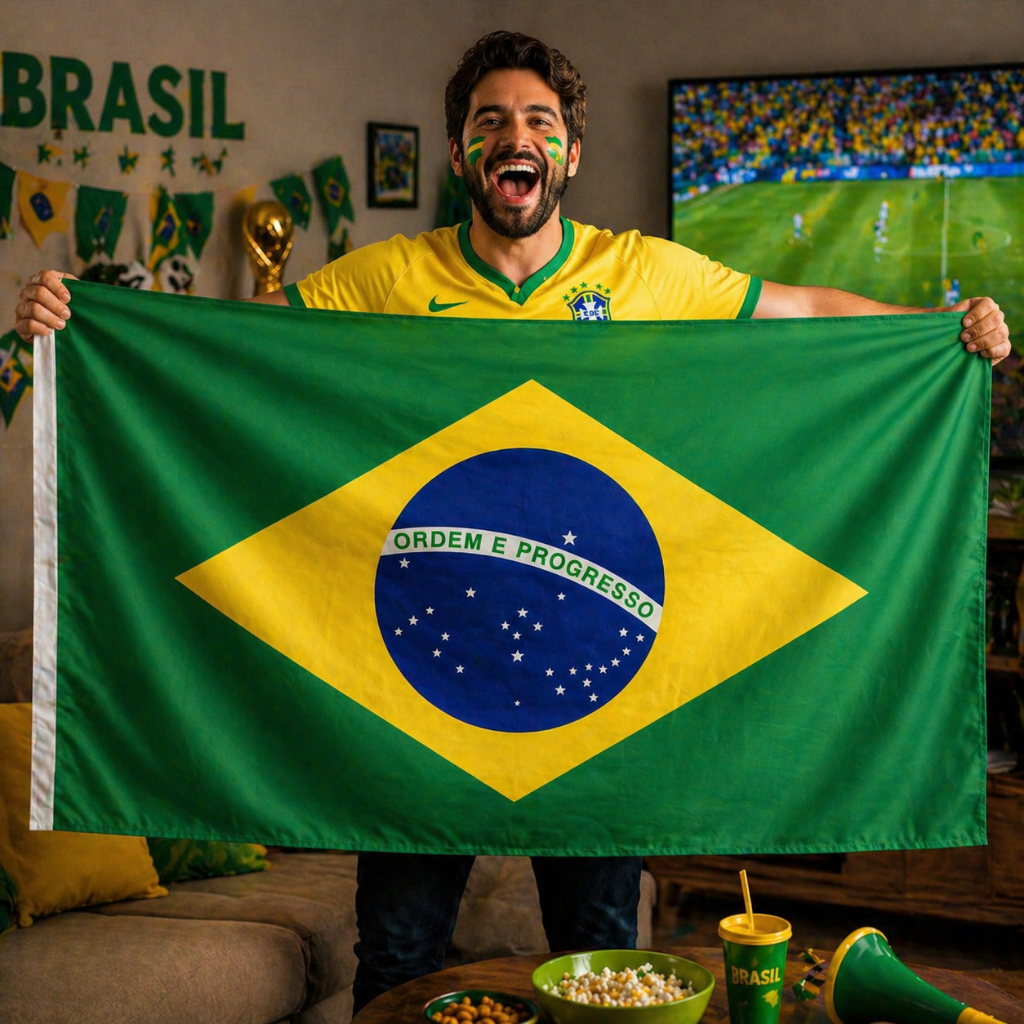 Bandeira do Brasil Grande 90x150cm Copa do Mundo Torcida Verde Amarela para mastro/haste
