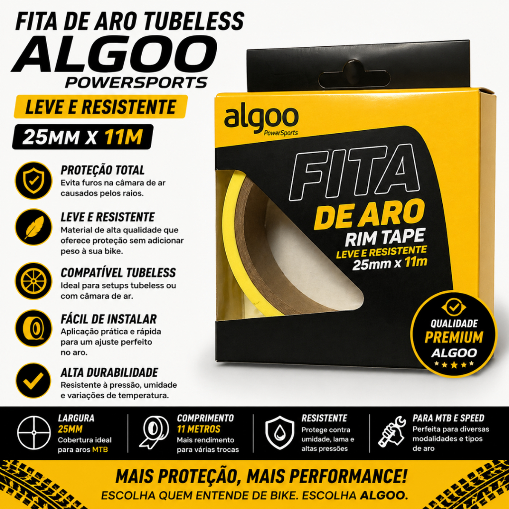 FITA DE ARO TUBELESS ALGOO BIKE 11M X 25MM