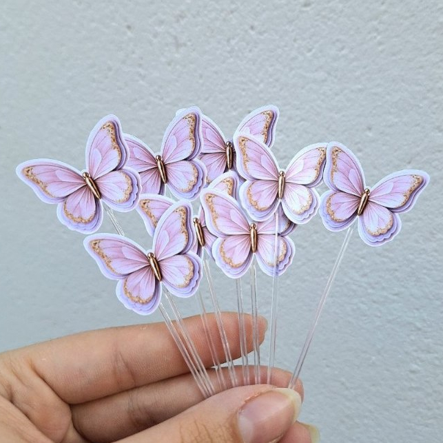 Topper Aplique Jardim das Borboletas para Topo de Docinhos Bolo Tubete e Lembrancinhas Efeito 3D