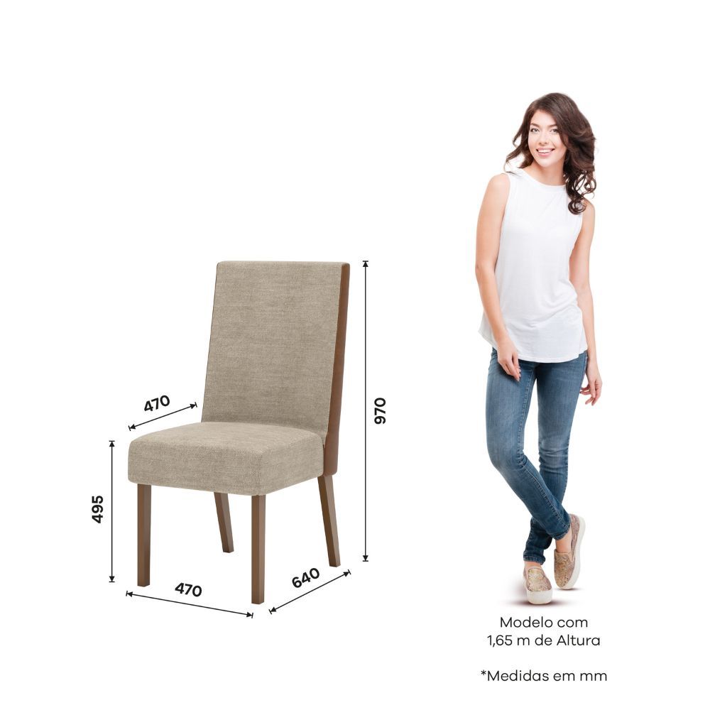 Conjunto Mesa De Jantar Henn Adriana Tampo De Vidro Com 6 Cadeiras
