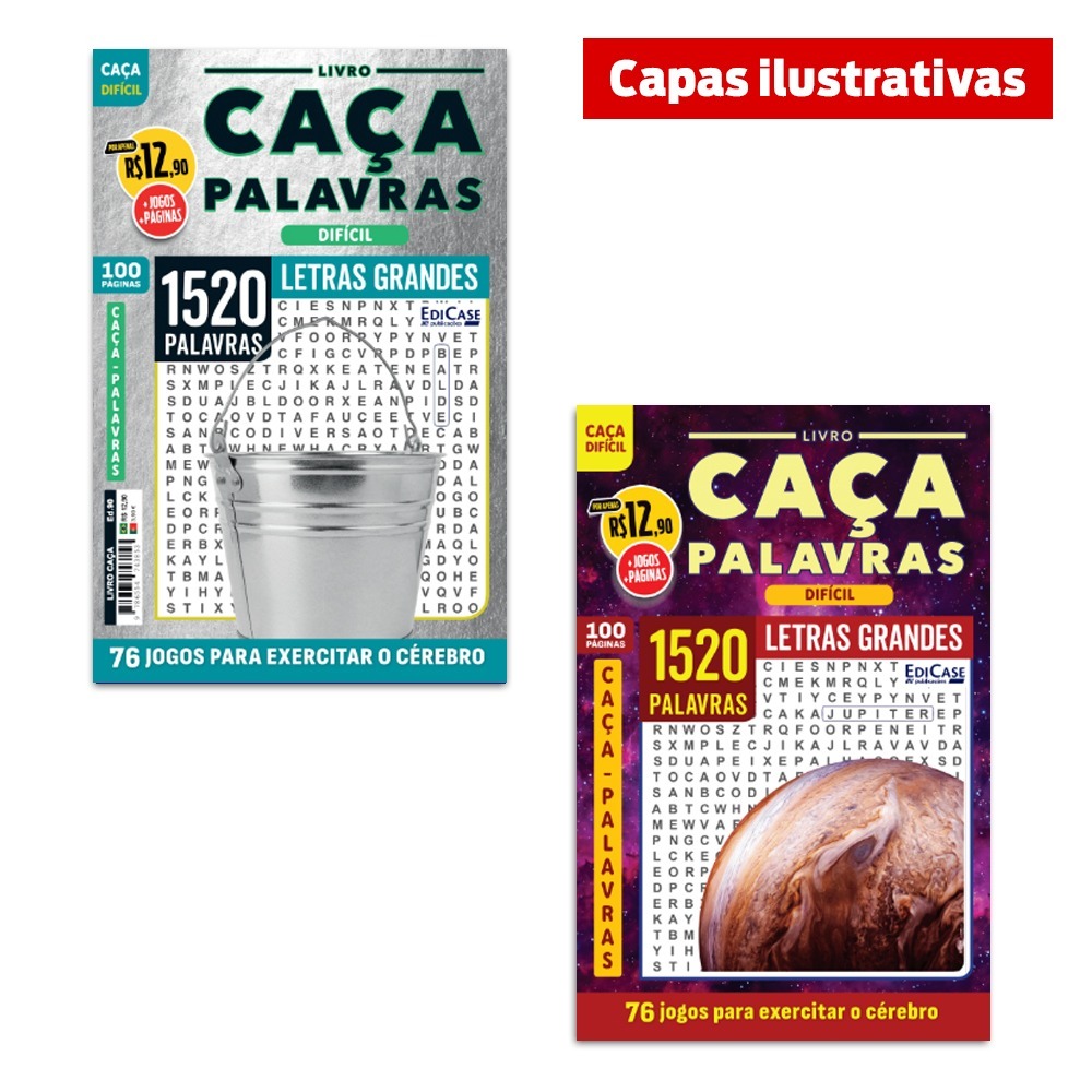 Kit 2 Livros Caça-Palavras Ed.01 - 200 págs. - Difícil