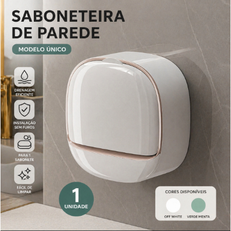 Saboneteira de Parede com Bandeja de Drenagem, Mantém o Sabonete Seco, Suporte de Sabão