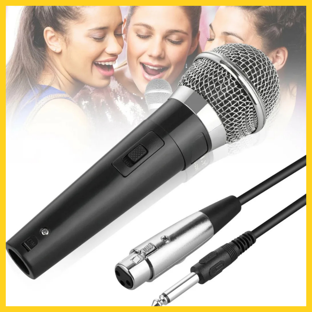 Microfone Dinâmico Profissional Em Metal Com Fio 2.5 Metros P10 Para Igreja Karaoke Palestras Eventos Som Potente