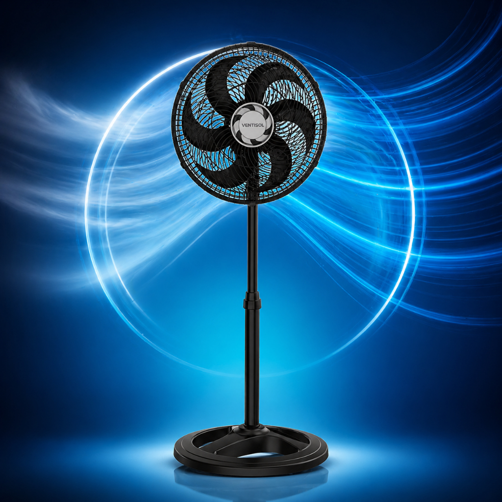 Ventilador de Coluna 30cm Ventisol Turbo 6 Pás Oscilante Silencioso Potente Econômico 127v 220v Ajuste d Altura Pedestal
