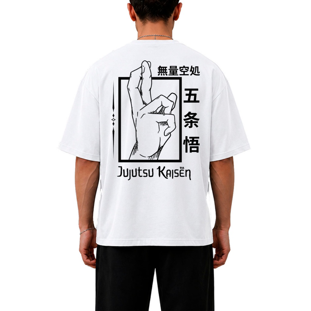 Camiseta Oversized Stretwear Moda Estilo Gojo Jujutsu Kaisen Anime Manga GYM Academia Treino Influencer Estampado