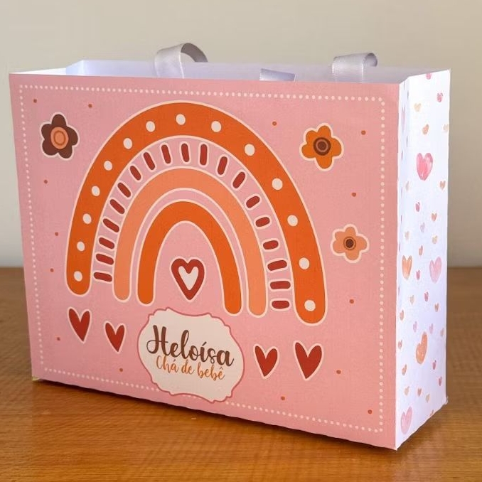 Kit lembrancinhas Festa Infantil Sacolinhas Personalizadas arco íris Papelaria personalizada