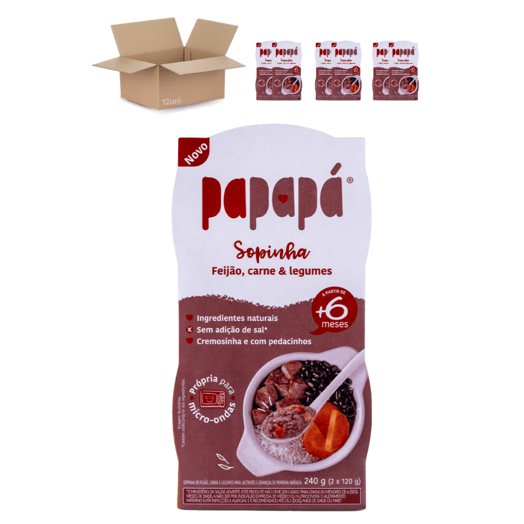 Kit 6 Sopinha De Feijão, Carne & Legumes  240g - Papapá