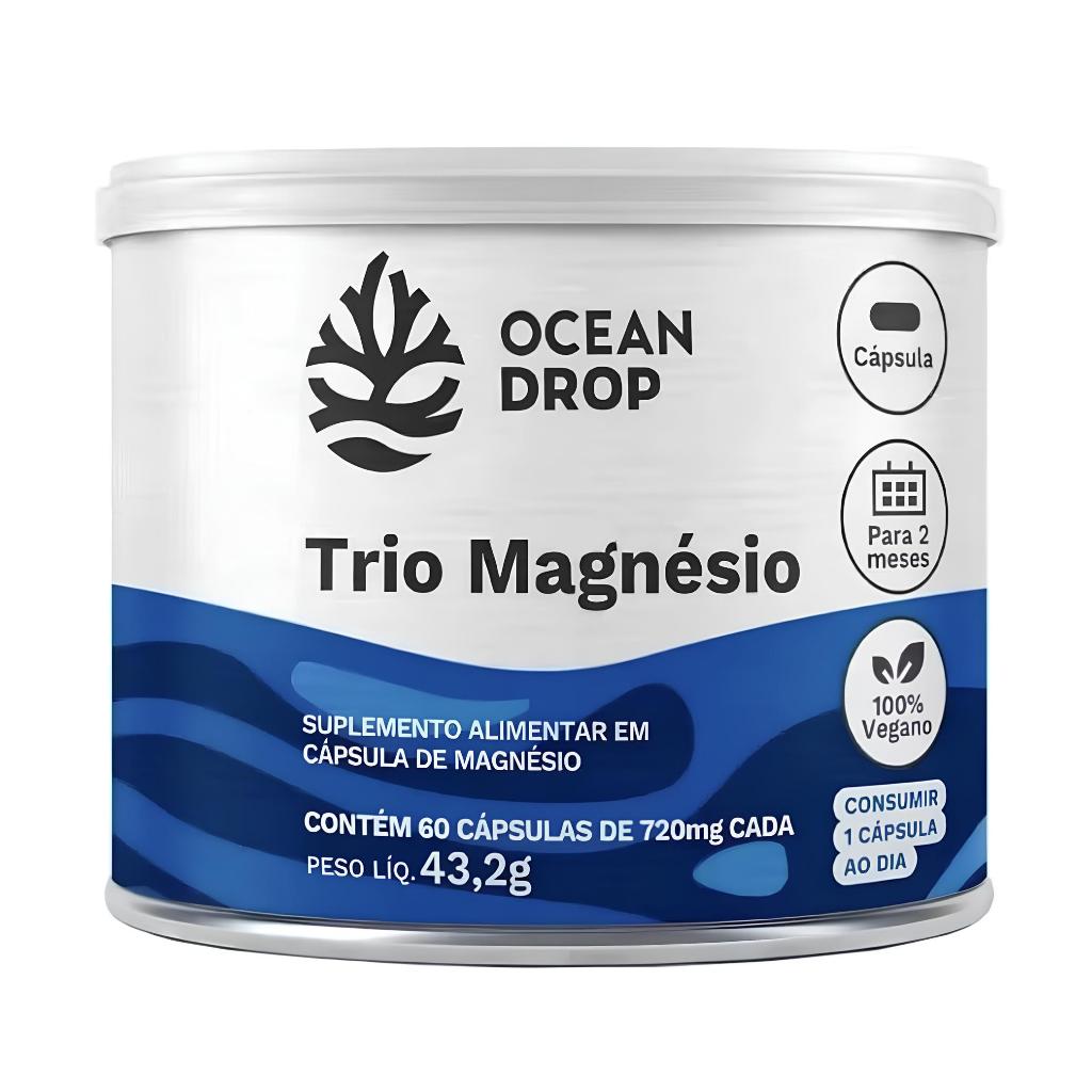 Trio Magnésio (Óxido, Bisglicinato e Malato) 60 Cápsulas Veganas - Ocean Drop