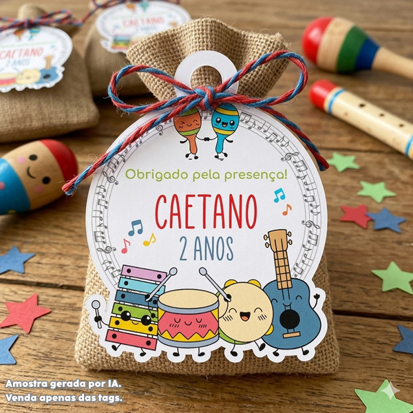 Tags Personalizadas Instrumentos Musicais Lembrancinha Chá de Bebê e Aniversário Música