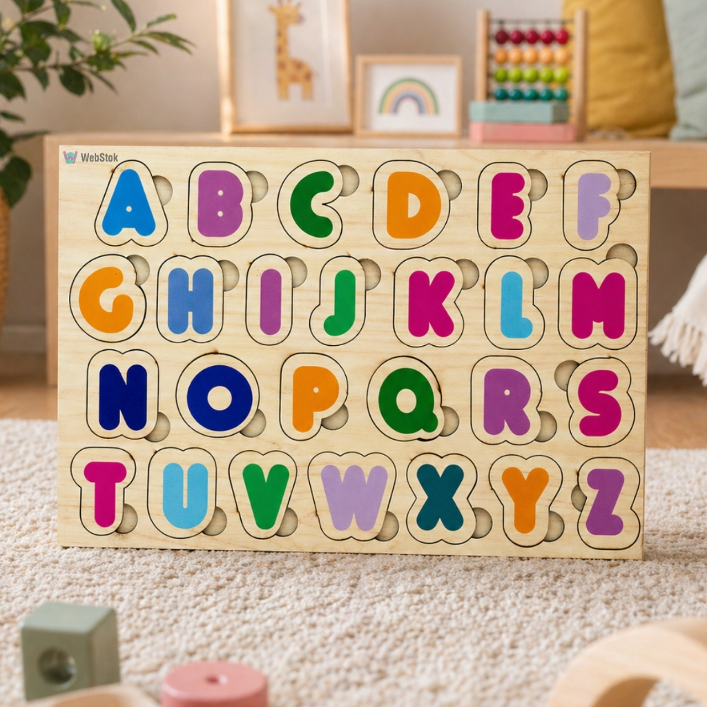 Tabuleiro Abc  Letras Educativo Alfabeto Madeira Encaixe Pedagógico Alfabetização Brinquedo