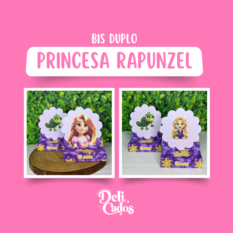 Porta Bis Duplo Personalizado ENROLADOS / PRINCESA RAPUNZEL | Lembrancinha Decoração Presente COLADO
