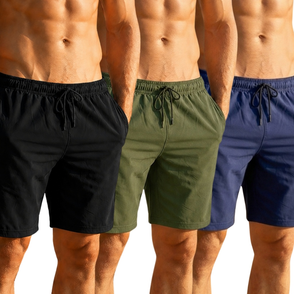Kit 3 Short Tactel Masculino Bermuda Academia Praia Treino Futebol C/ Bolso Lisa em Oferta na Shopee