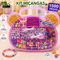 Kit Maletinha de Miçangas 1500 Peças fazer Pulseiras Infantil Presente Meninas Brinquedo Criativo