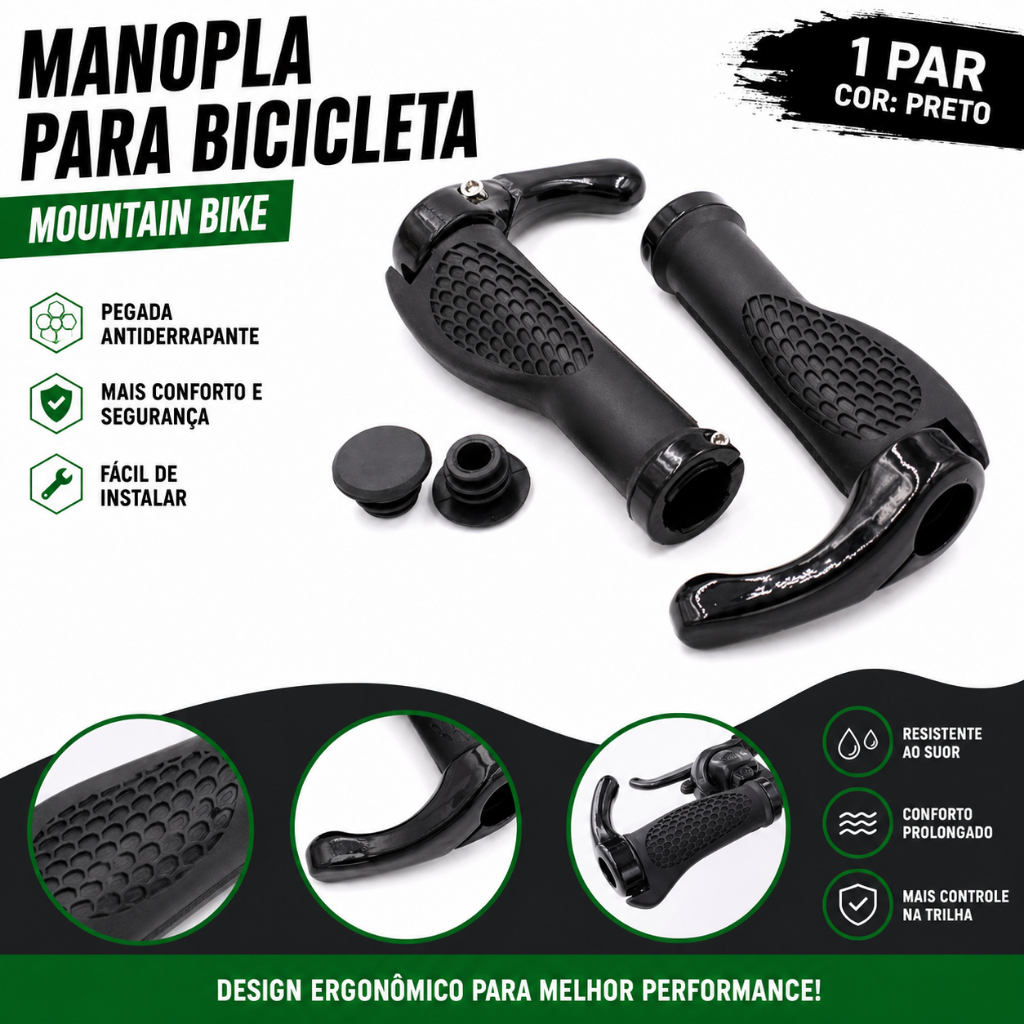 Par Manoplas Anatomicas Guidao Bicicleta Com Trava Bar End