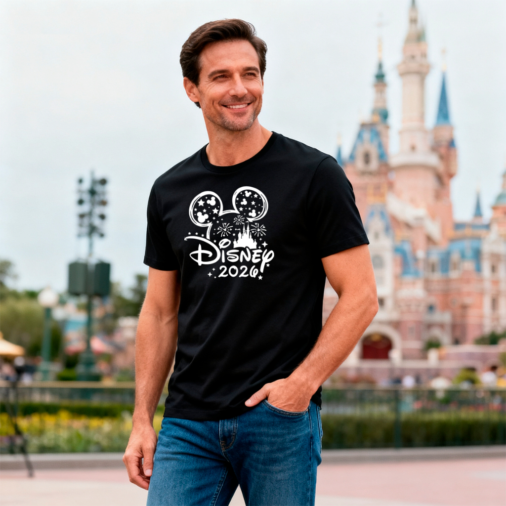 Camiseta Disney Travel 2026 Algodão Premium Unissex