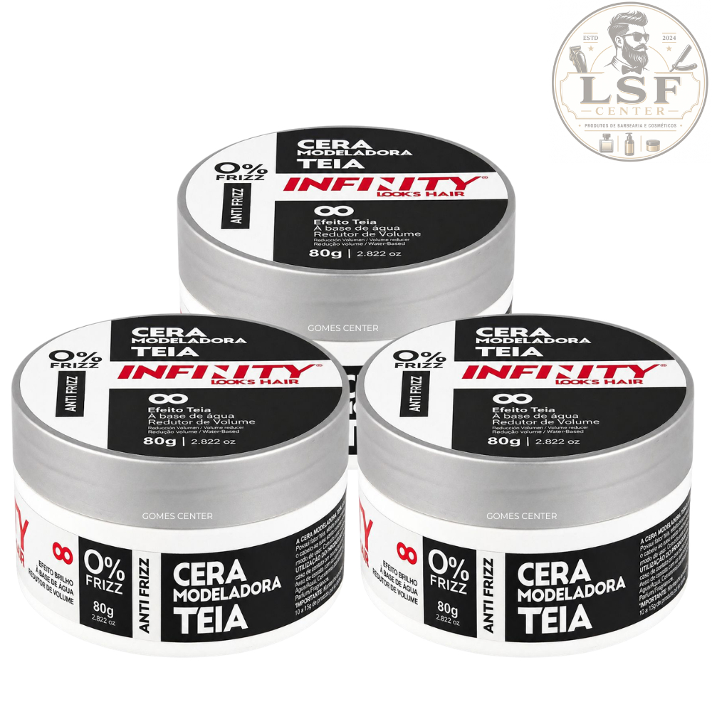 Kit 3x Pomada Cera Modeladora Efeito Teia Infinity For Men 80g - Efeito Seco Antifrizz, Redutor de Volume Fox