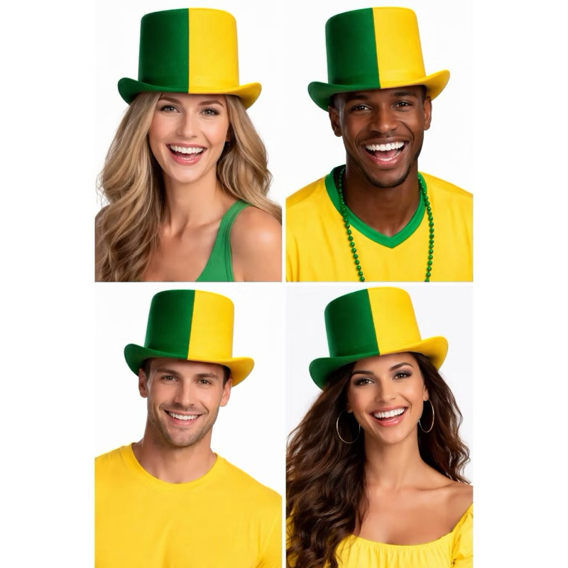 Cartola Brasil | 28x28cm | Verde E Amarelo | Seleção Brasileira | Copa Do Mundo | Fantasia | Jogos | Futebol | Chapéu