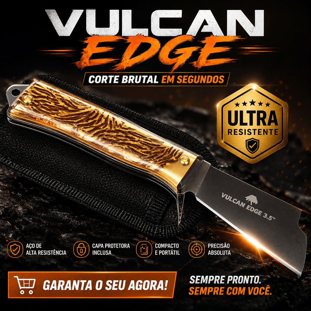 Canivete Tático Vulcan Edge 3.5” Aço Resistente com Capa Protetora Portátil Dobrável Camping Pesca Sobrevivência EDC